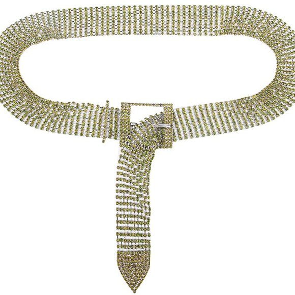 Women Crystal Rhinestone Chain Waist Belt